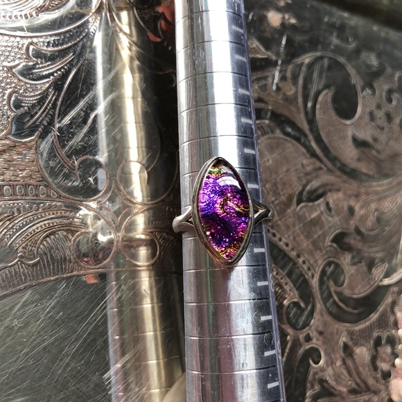 Sterling Ring 7 dichroic glass NEW - Picture 1 of 7